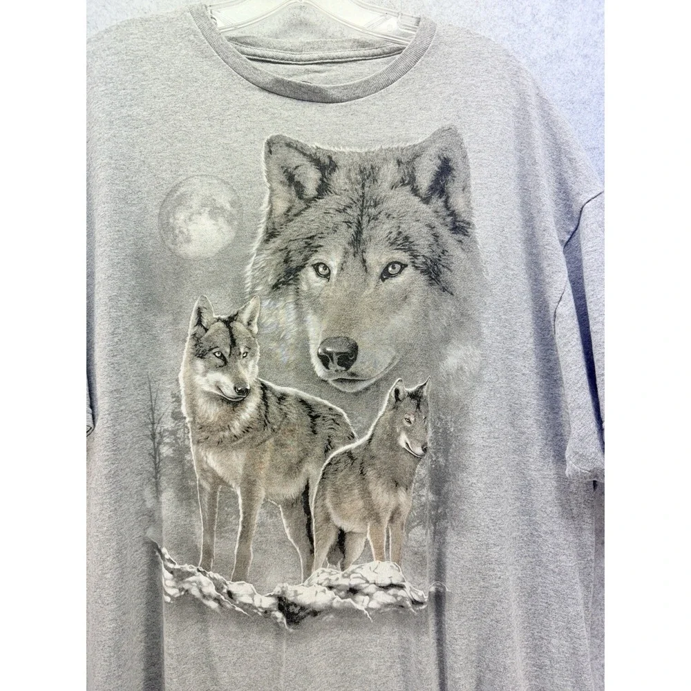 Wolf Big Face Gray T-Shirt Men's 2XL - Picture 3 of 7